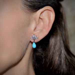 925 Sterling Silver Turquoise Drop Earrings/Dangle